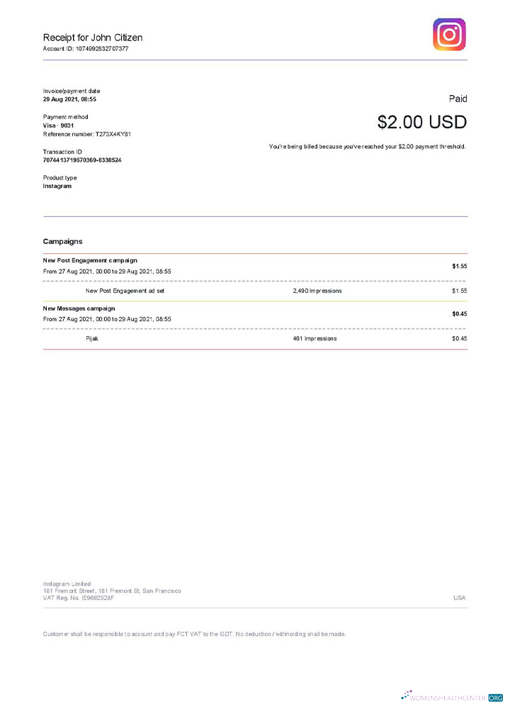 Download USA Instagram invoice template Photoshop template